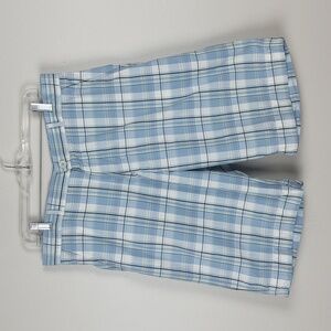 Lacoste Golf Shorts 100% Cotton Plaid Blue Pockets Preppy Coastal Old Money 34